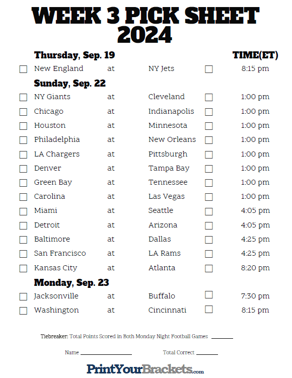 Week 3 Nfl Picks